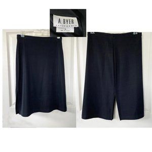 “A. Byer California” Size Medium, black pull-up/pullover, above-the-knee skirt